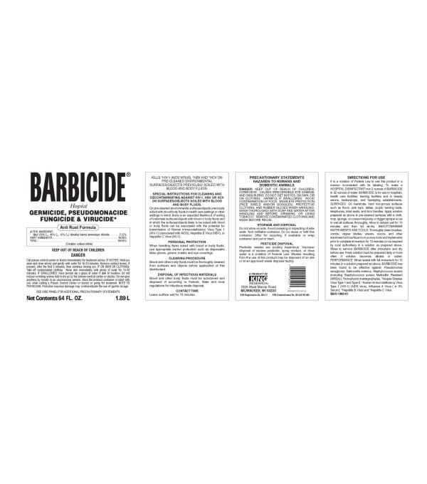 king research barbicide label