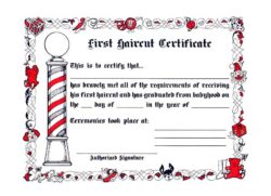 First HairCut Certificate (1 Dozen) - Old Design