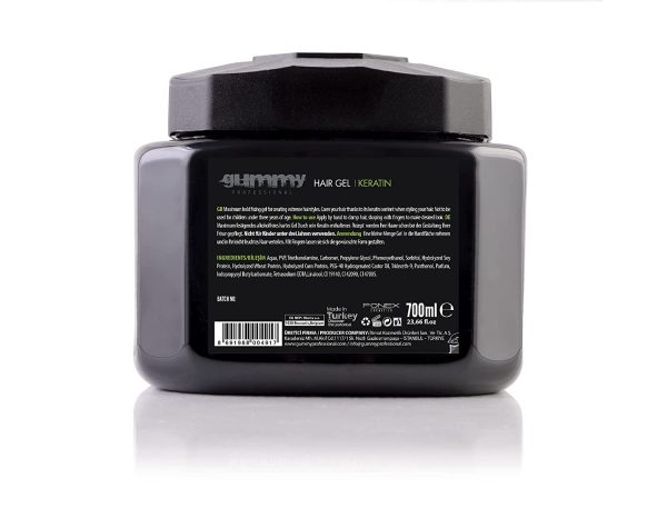 gummy hair gel keratin back label