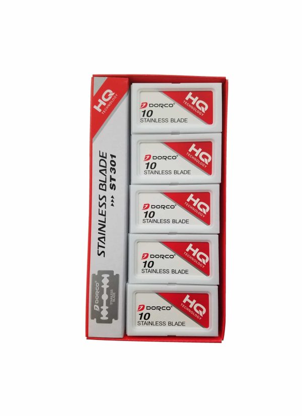 100 Dorco ST-301 Stainless Double Edge Razor Blade Platinum  (10 packs of 10 blades)