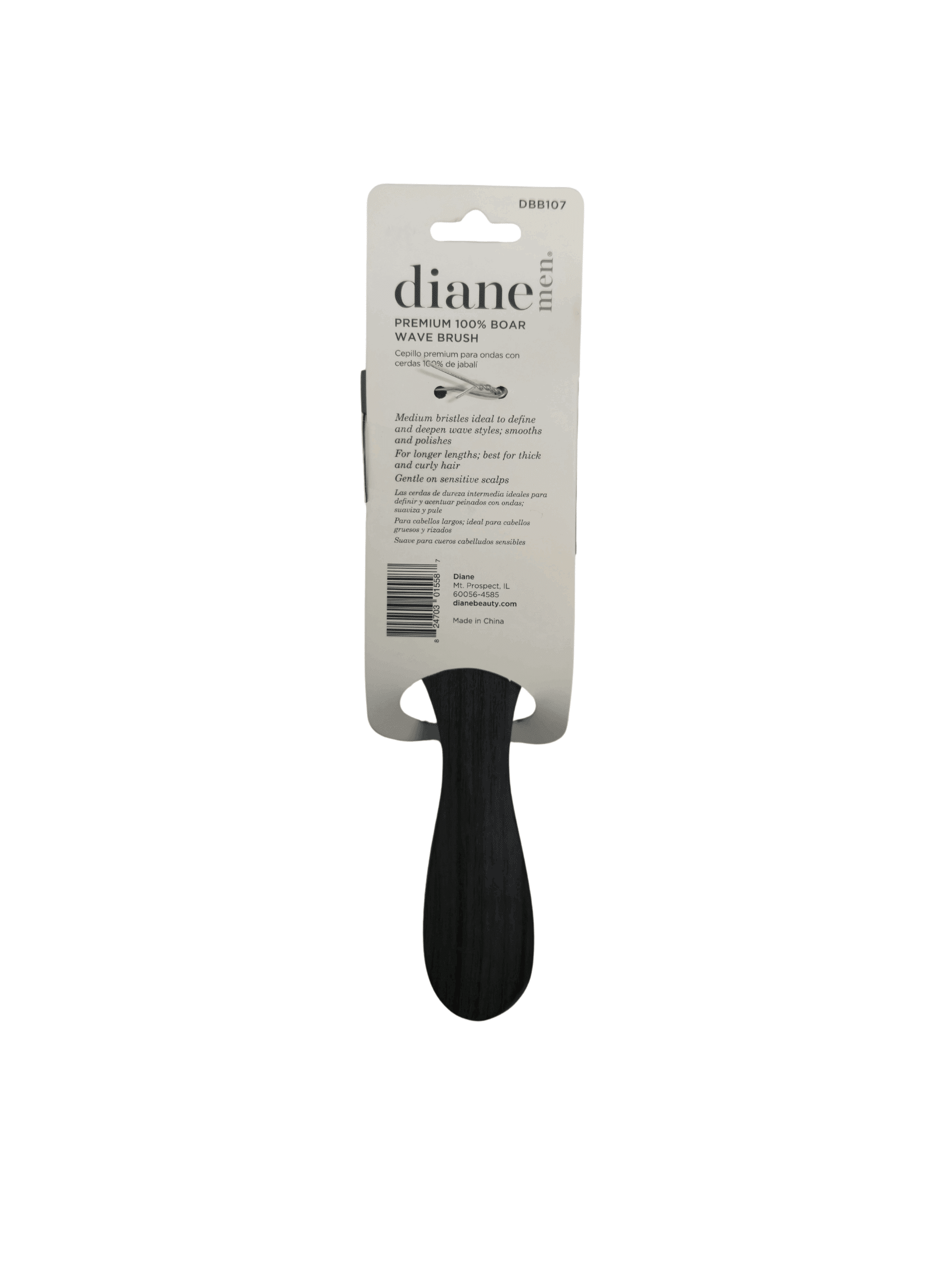 Diane Premium 100% Boar Wave Brush - Medium #DBB107 - Package Back