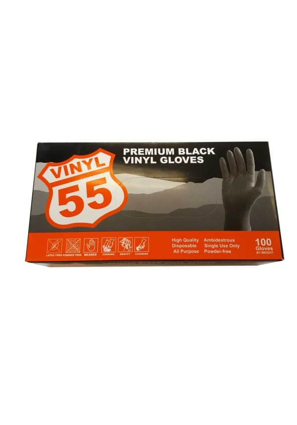 Vinyl 55 Premium Black Vinyl Gloves 100ct.