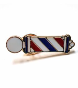 Barber Pole Lapel Pin (Gold & Red & Blue)