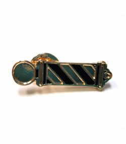 Barber Pole Lapel Pin (Gold & Black)