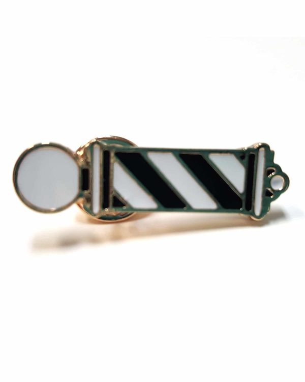 Barber Pole Lapel Pin (Gold & White)