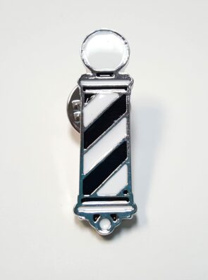 Barber Pole Lapel Pin (Silver & White)