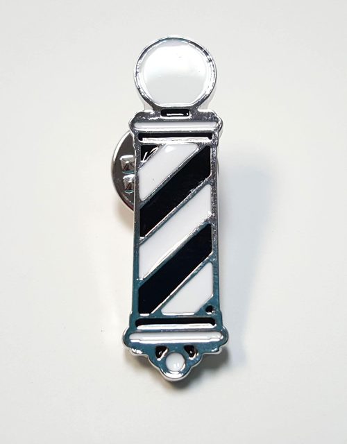 Barber Pole Lapel Pin (Silver & White)