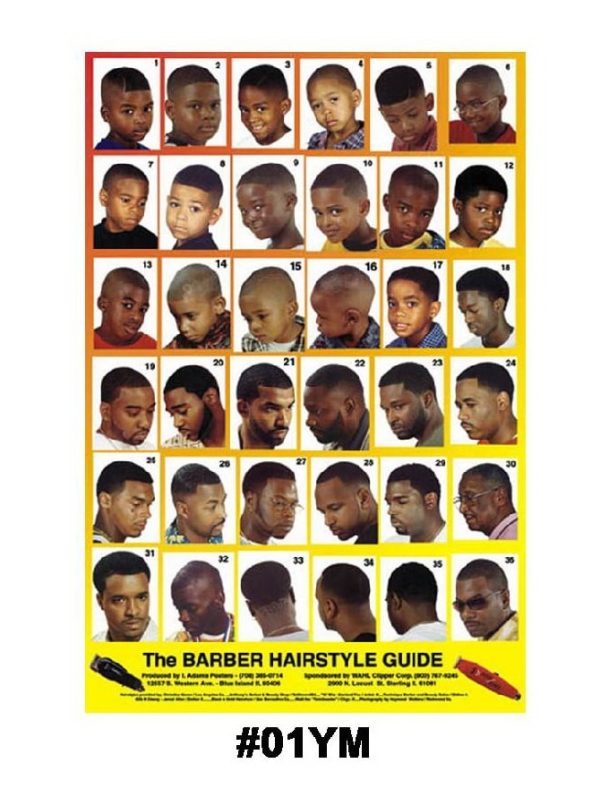 01YM - Mens Hairstyle Guide Poster - Barber Depot - Barber Supply