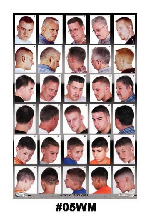 05WM Mens Hairstyle Guide Poster Barber Depot