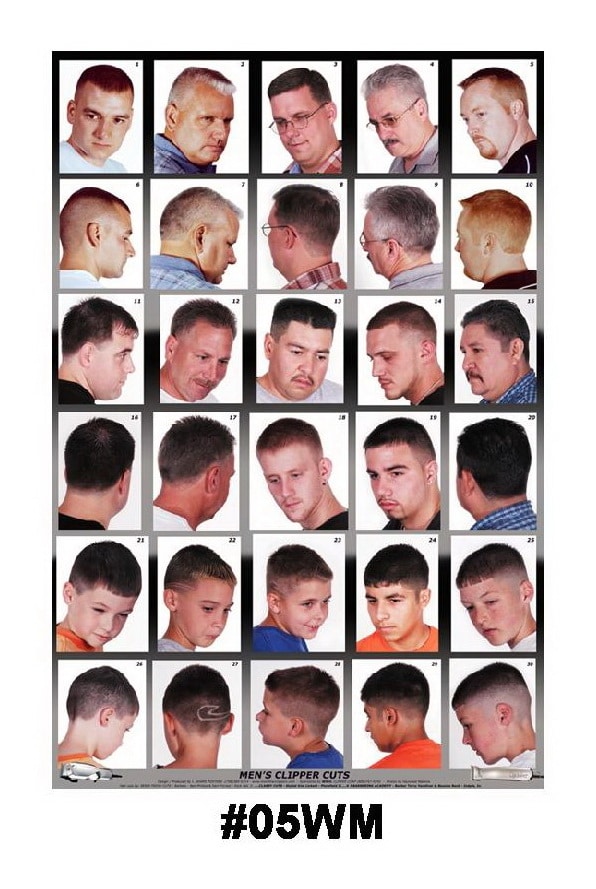 05WM - Mens Hairstyle Guide Poster - Barber Depot
