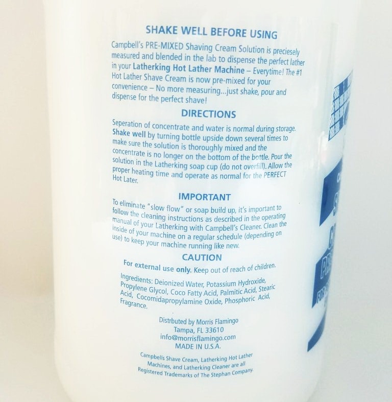 Campbells Liquid Shave Cream Premixed 64 oz Barber Depot Barber Supply