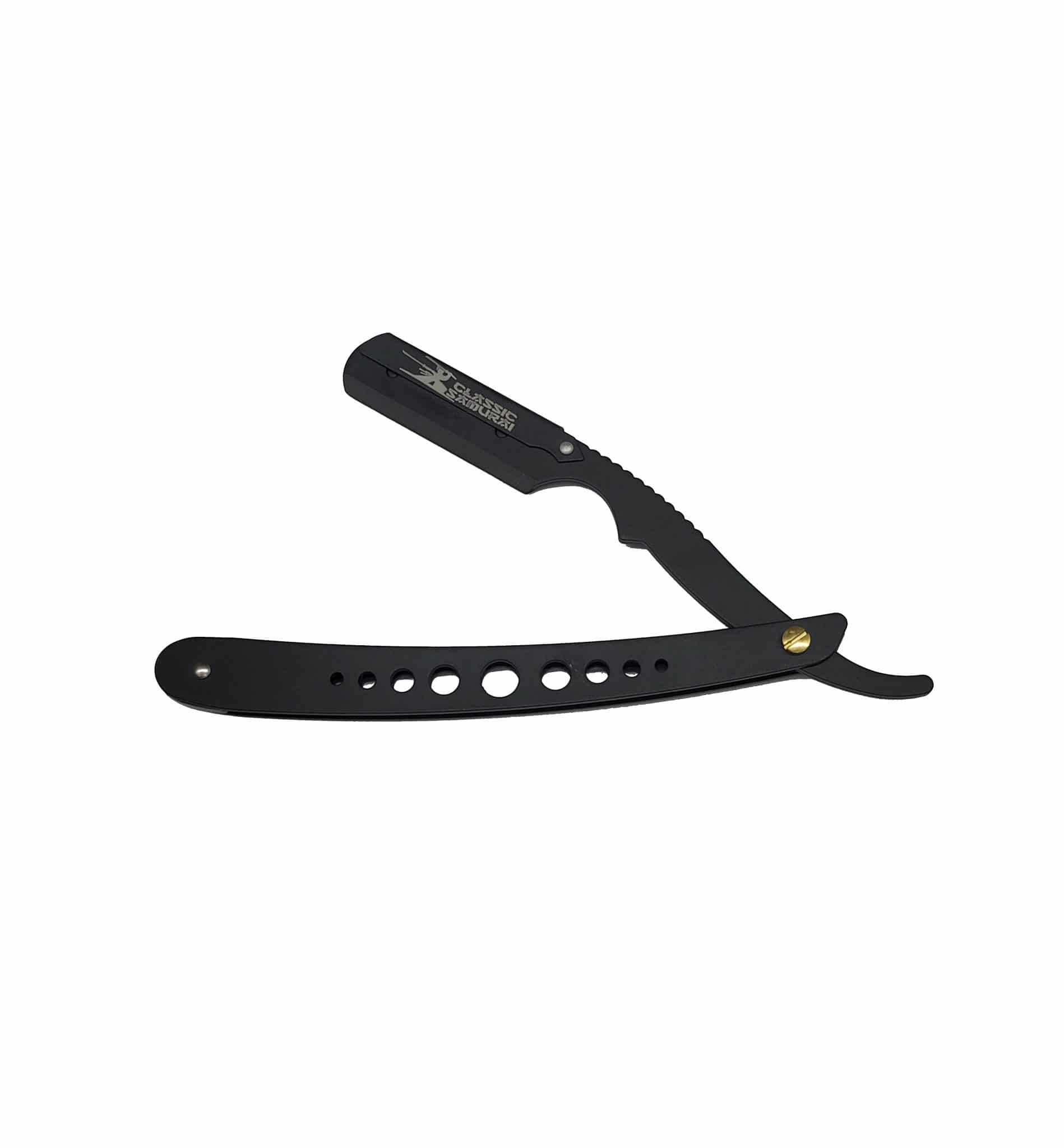 Classic Samurai Metal Razor Holder Black with holes Barber Depot