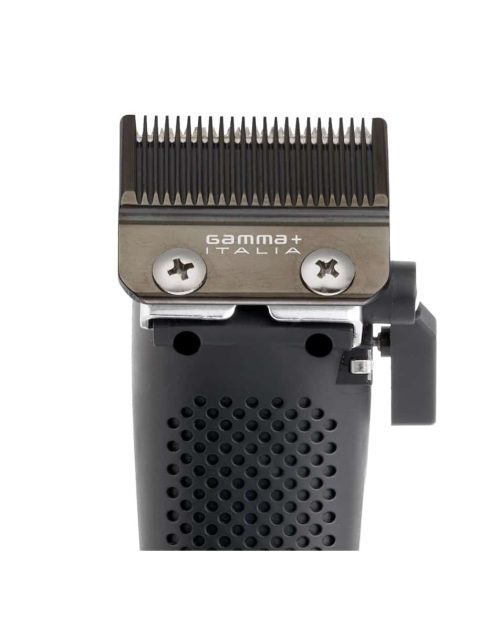 Gamma X-Ergo cordless clipper back view with blade