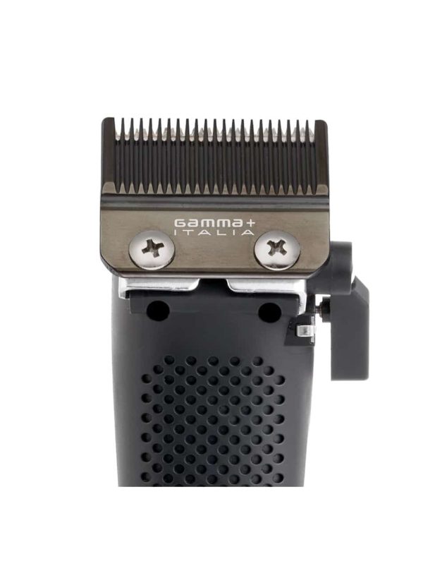 Gamma X-Ergo cordless clipper back view with blade