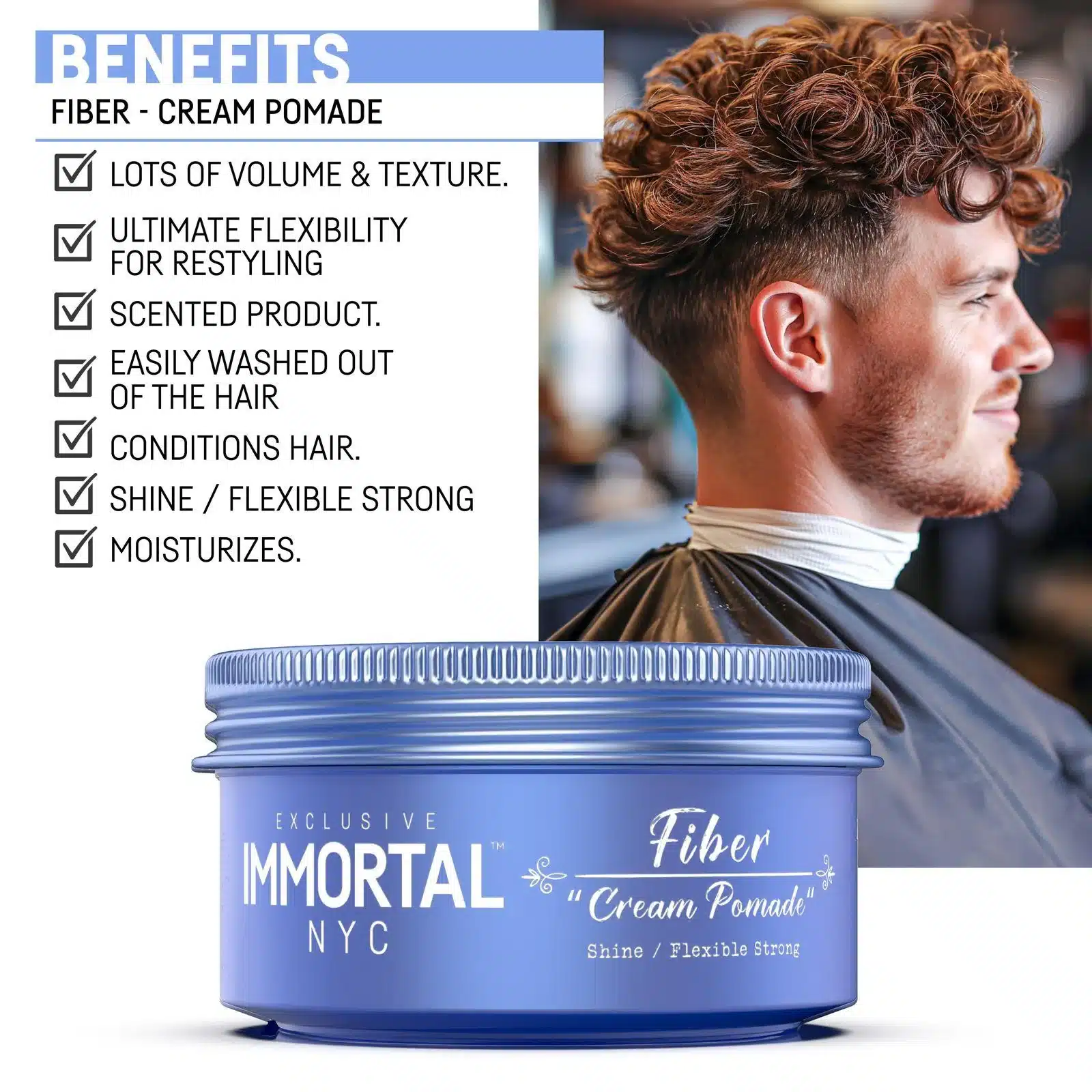 Immortal NYC Fiber Cream Pomade - Info 1