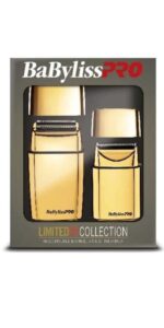 BabylissPro LimitedFX Gold and Black Foil Shaver Combo #FXFSHOLPK2GB Package Front