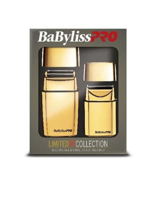 BabylissPro LimitedFX Gold and Black Foil Shaver Combo #FXFSHOLPK2GB Package Front