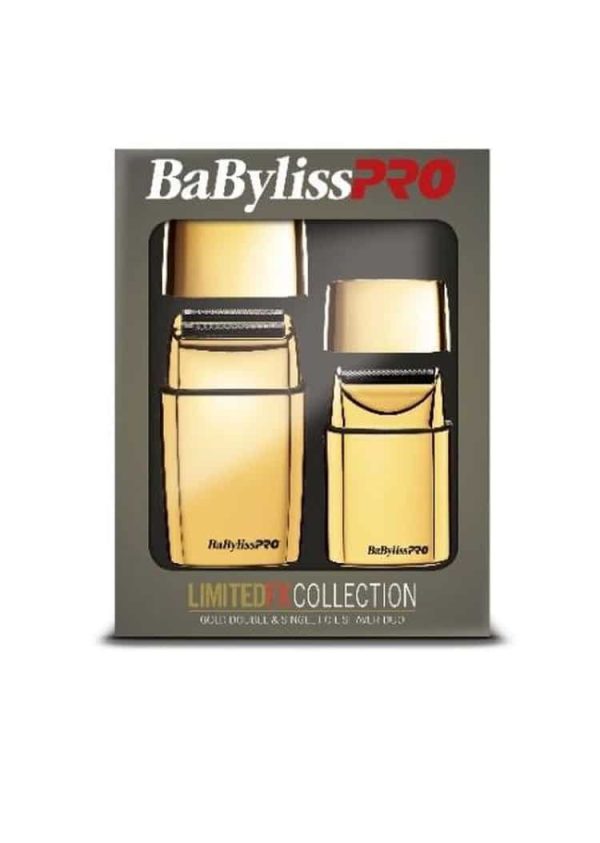 BabylissPro LimitedFX Gold and Black Foil Shaver Combo #FXFSHOLPK2GB Package Front