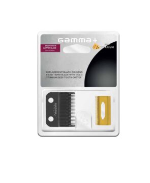 Gamma Replacement Clipper Blade - Black Diamond Fixed Taper Blade and Gold Titanium Deep Tooth Cutter Blade #GPCRBTS