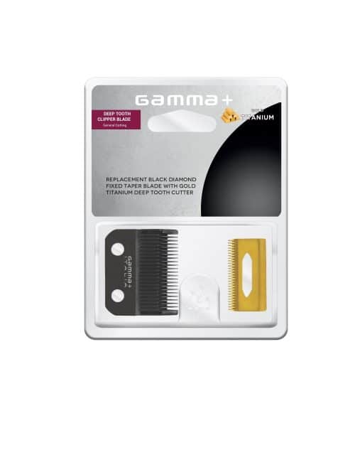 Gamma Replacement Clipper Blade - Black Diamond Fixed Taper Blade and Gold Titanium Deep Tooth Cutter Blade #GPCRBTS
