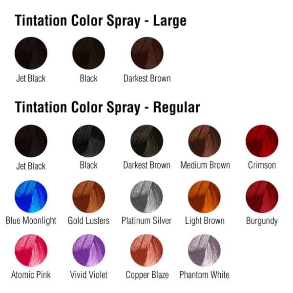 Kiss Tintation Color Spray - Color Chart