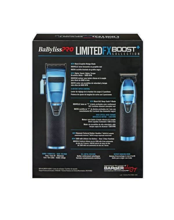 BabylissPro BoostFX Limited Edition Clipper and Trimmer Blue - #FXHOLPKCTB-BC package back