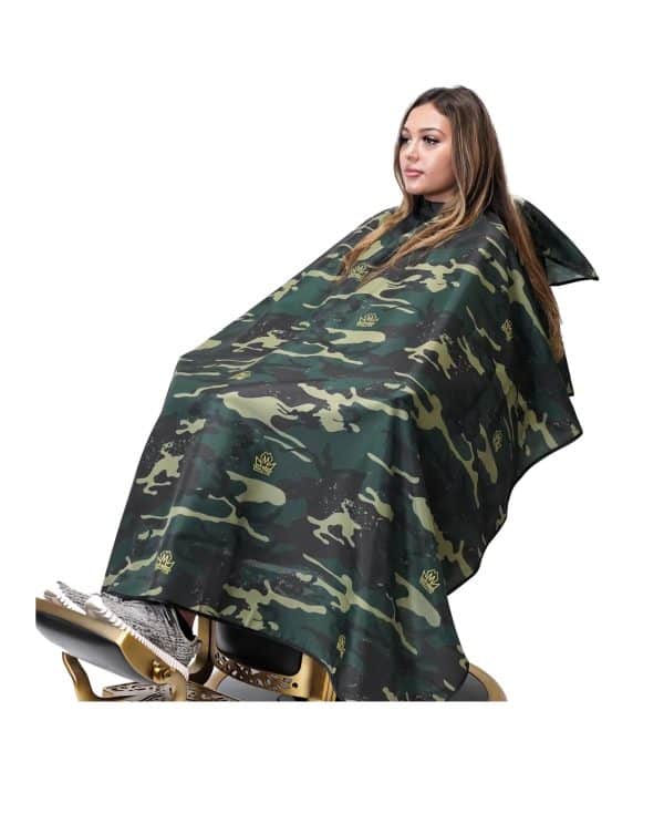 King Midas Camo Cape green on seated person