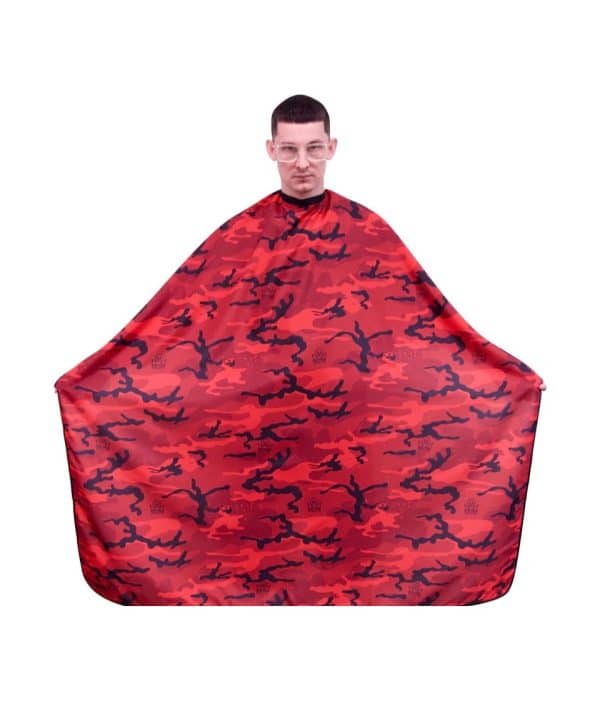 King Midas Camo Cape red on standing person