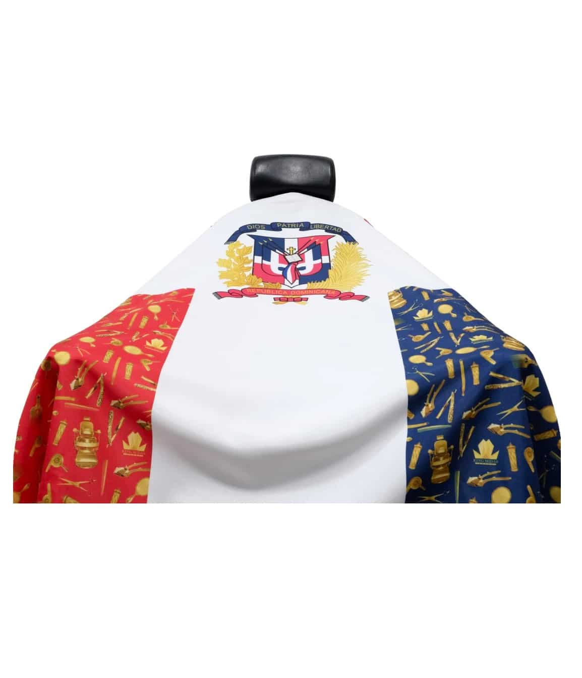 King Midas Dominican Republic Flag Cape on chair