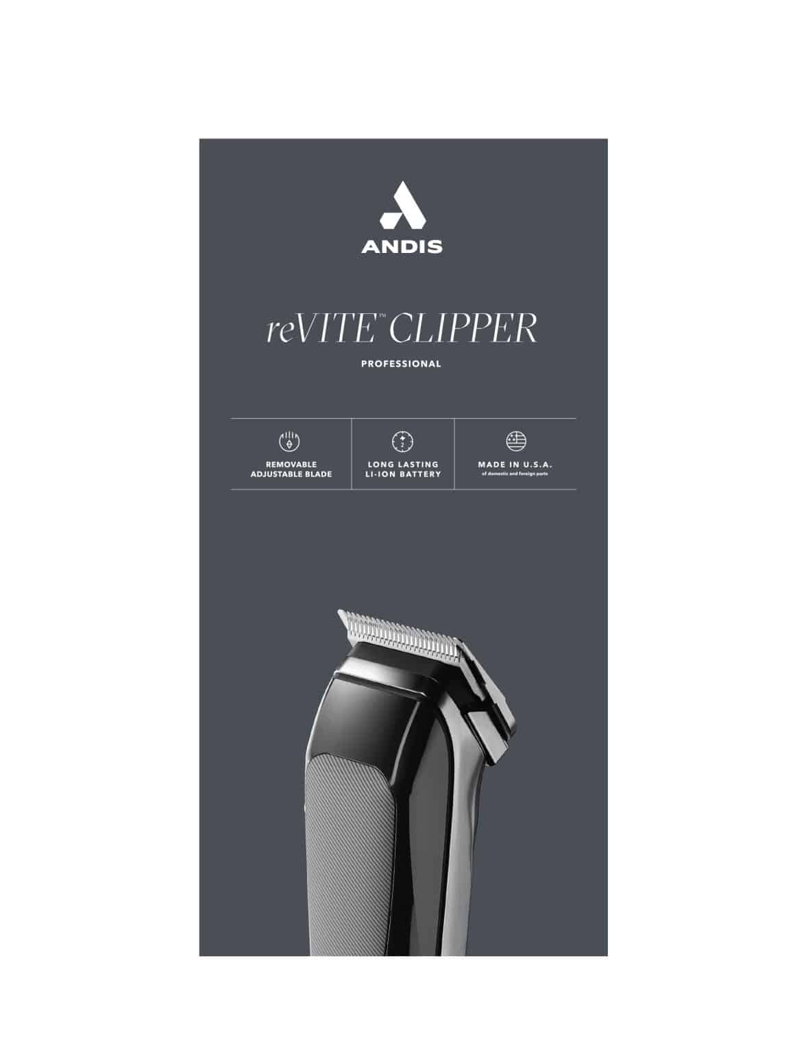 Andis reVITE Cordless Clipper Black 86000 Barber Depot Barber Supply