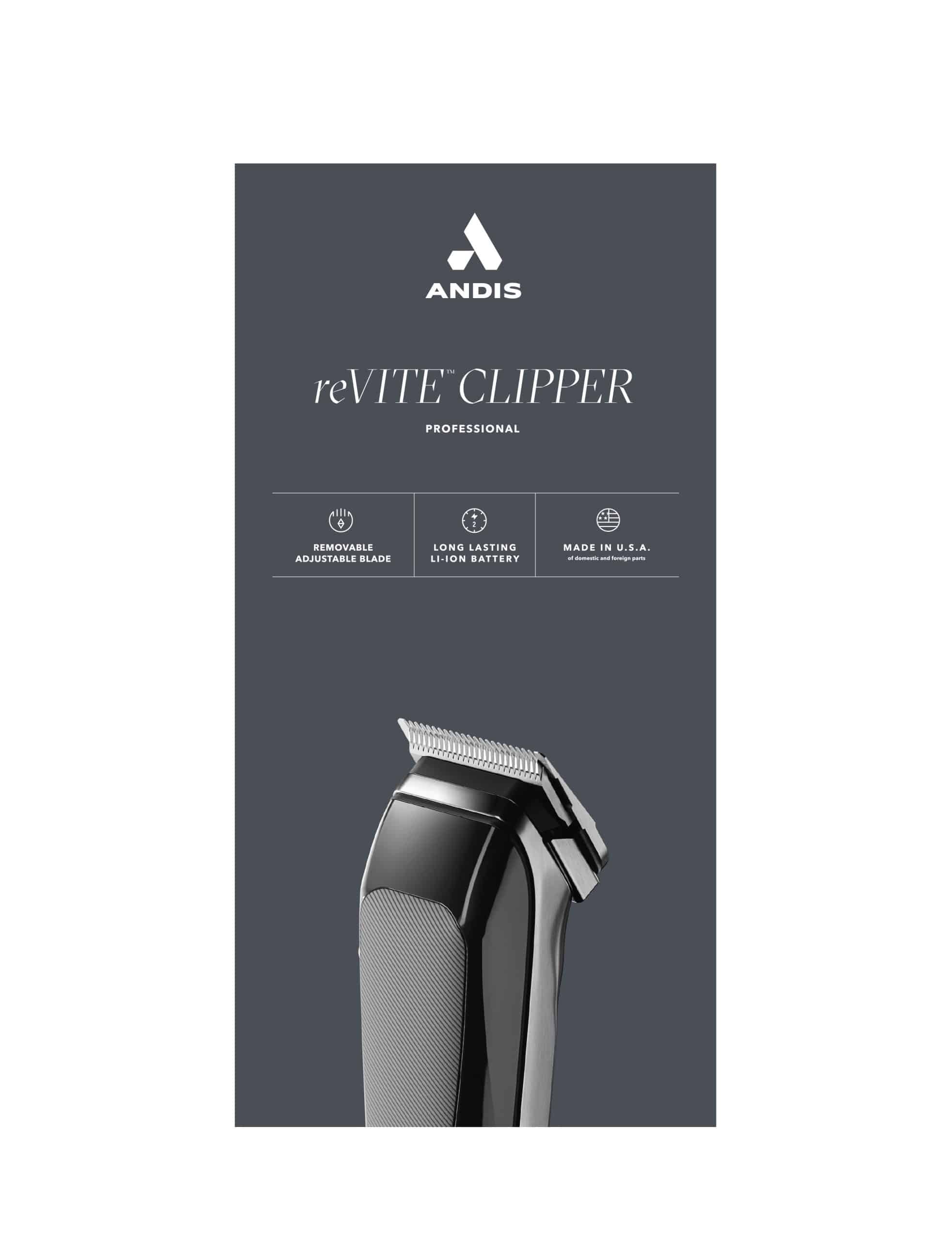 Andis reVITE Cordless Clipper Black #86000 - Package Front