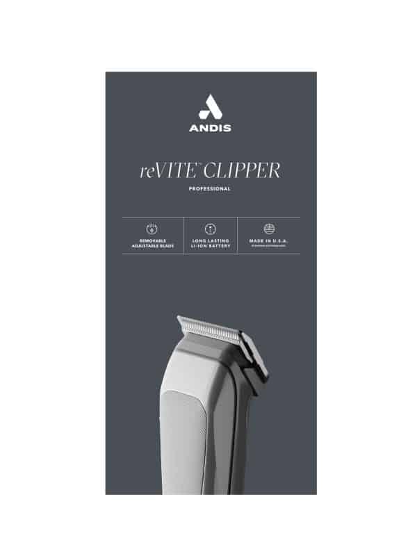 Andis reVITE Cordless Clipper Silver #86100 - Package Front