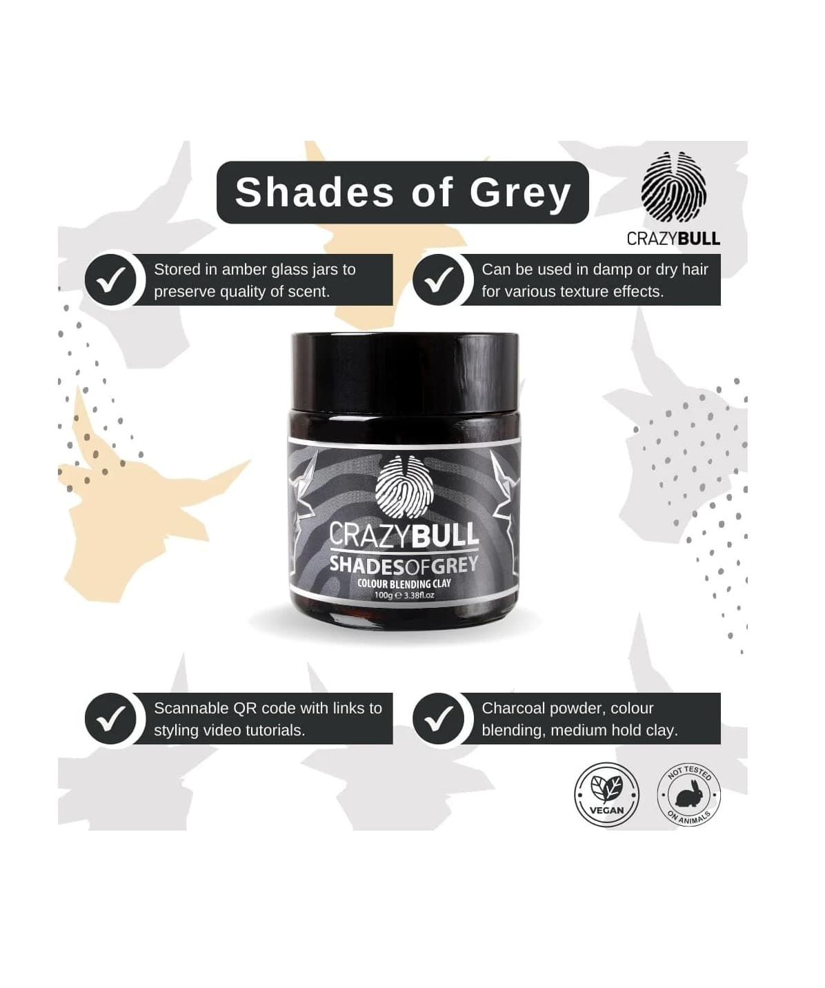Crazy Bull Shades of Grey Colour Blending Clay 100g - Info
