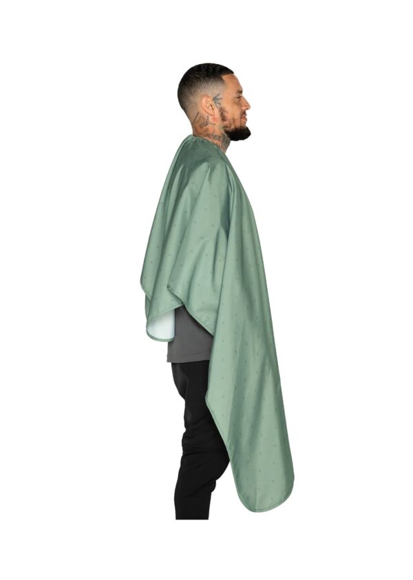 Barber Strong Barber Cape Shield Collection - Army Green Design side