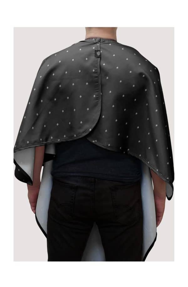 Barber Strong Barber Cape Shield Collection - Black standing back