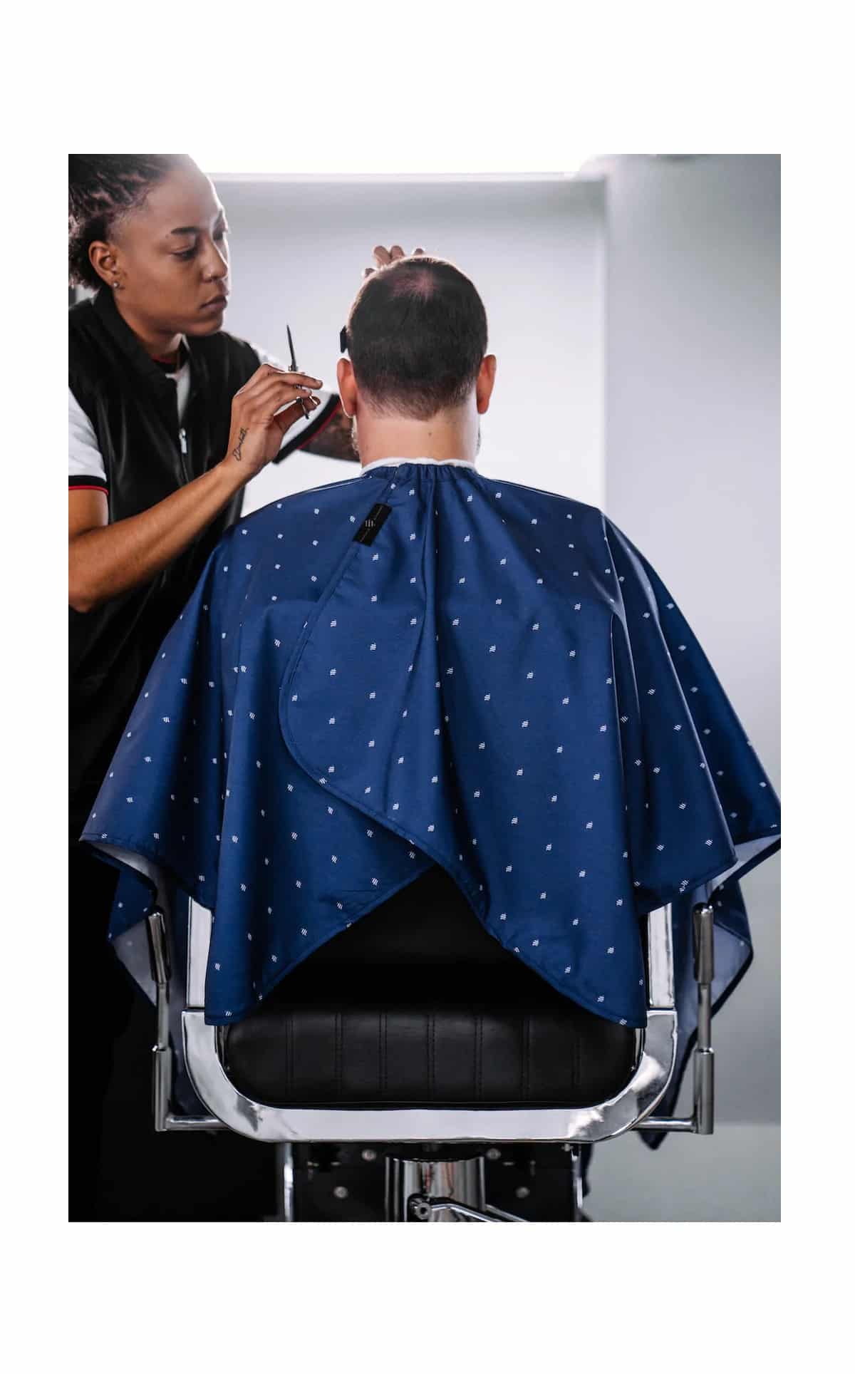 Barber and Hair Stylist Cape Black Blue Red