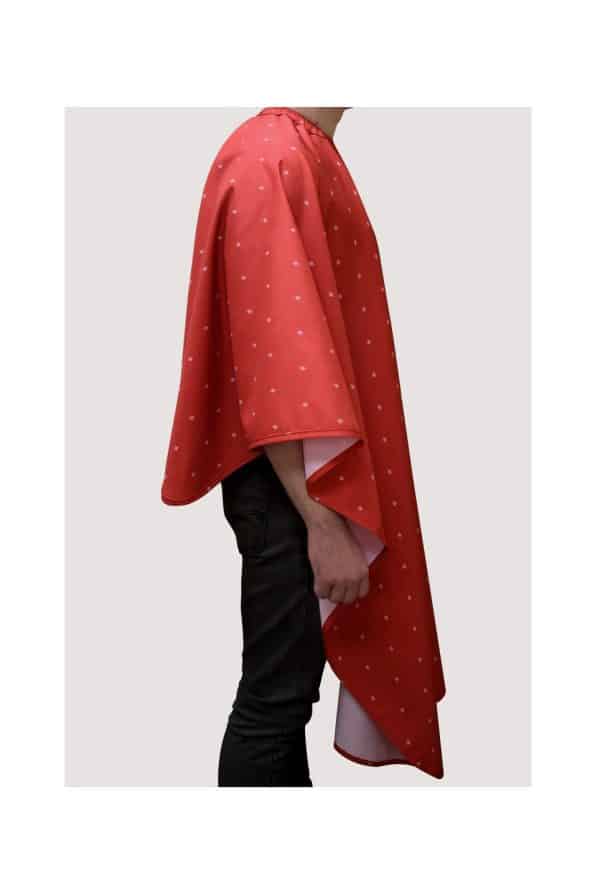 Barber Strong Barber Cape Shield Collection - Red Standing Side