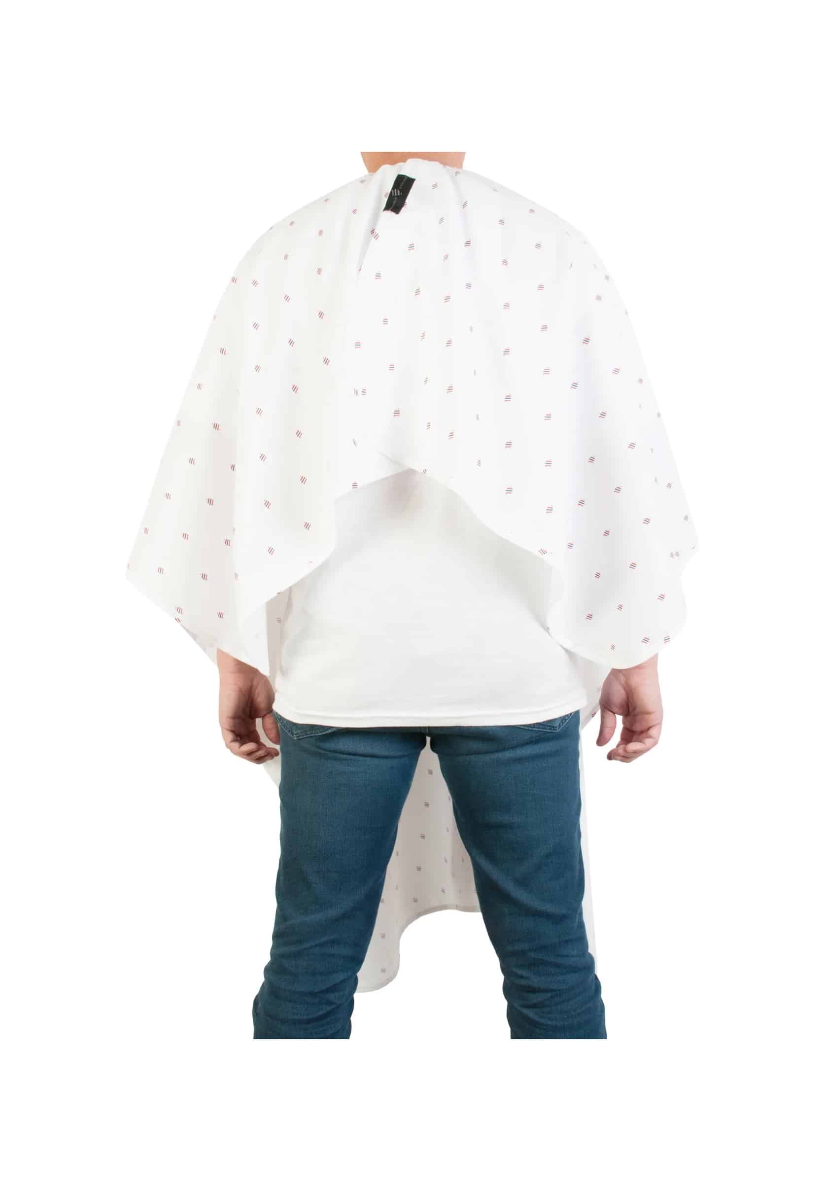 Barber Strong Barber Cape Shield Collection - White Standing Back