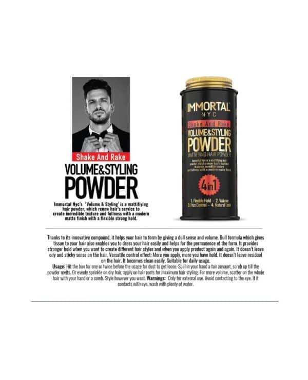 Immortal NYC Volume and Styling Powder info