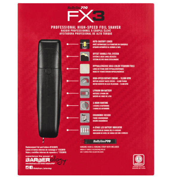 BabylissPro FX3 Foil Shaver Black - #FXX3SB info