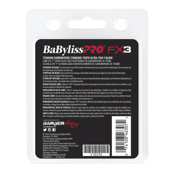 BabylissPro FX3 Trimmer Replacement Blade - Black - FX703B Package Back