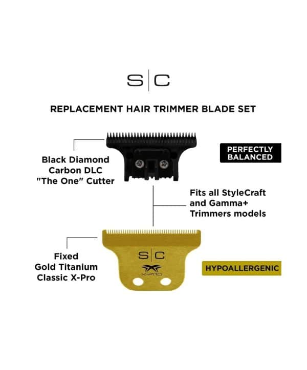 StyleCraft Gold X-Pro Fixed Trimmer Blade with DLC The One Cutter Set #SC529GB Info