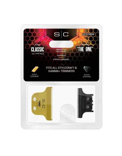 StyleCraft Gold X-Pro Fixed Trimmer Blade with DLC The One Cutter Set #SC529GB Packaging