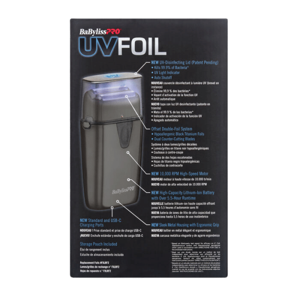 BabylissPro UVFOIL Double Foil Shaver #FXLFS2 - Package Back