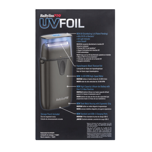 BabylissPro UVFoil Single Foil Shaver #FXLFS1 Package Back