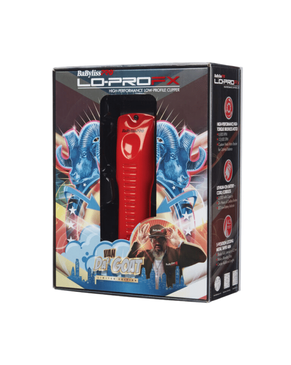 BabylissPro Special Edition Influencer LoProFX Clipper - Red - FX825RI package angle