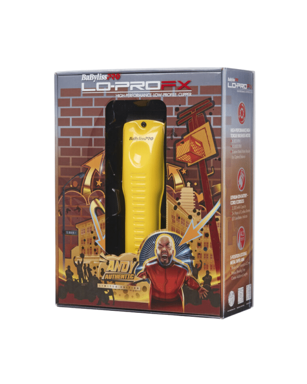 BabylissPro Special Edition Influencer LoProFX Clipper - Yellow - FX825YI package angle