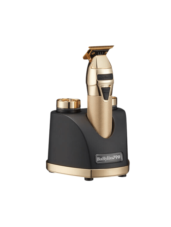 BabylissPro Gold SnapFX Trimmer #FX797GI in stand angled