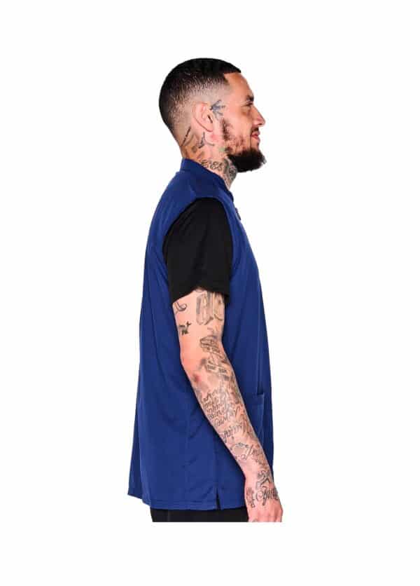 Barber Strong Vest - Blue - On Model Side