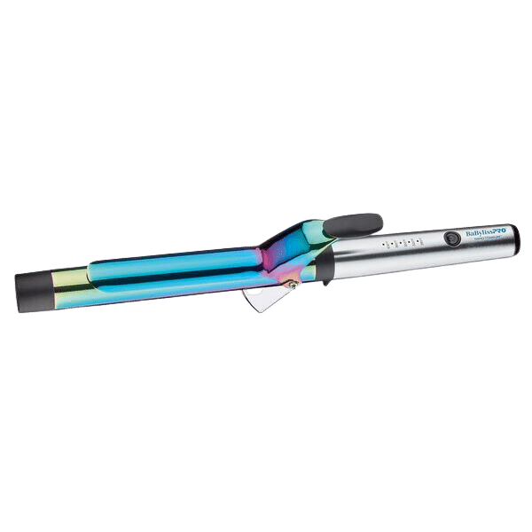 BabylissPro Nano Titanium Limited Edition Iridescent 1 ¼" Extended Barrel Curling Iron #BNTWRB125XLUC - angled